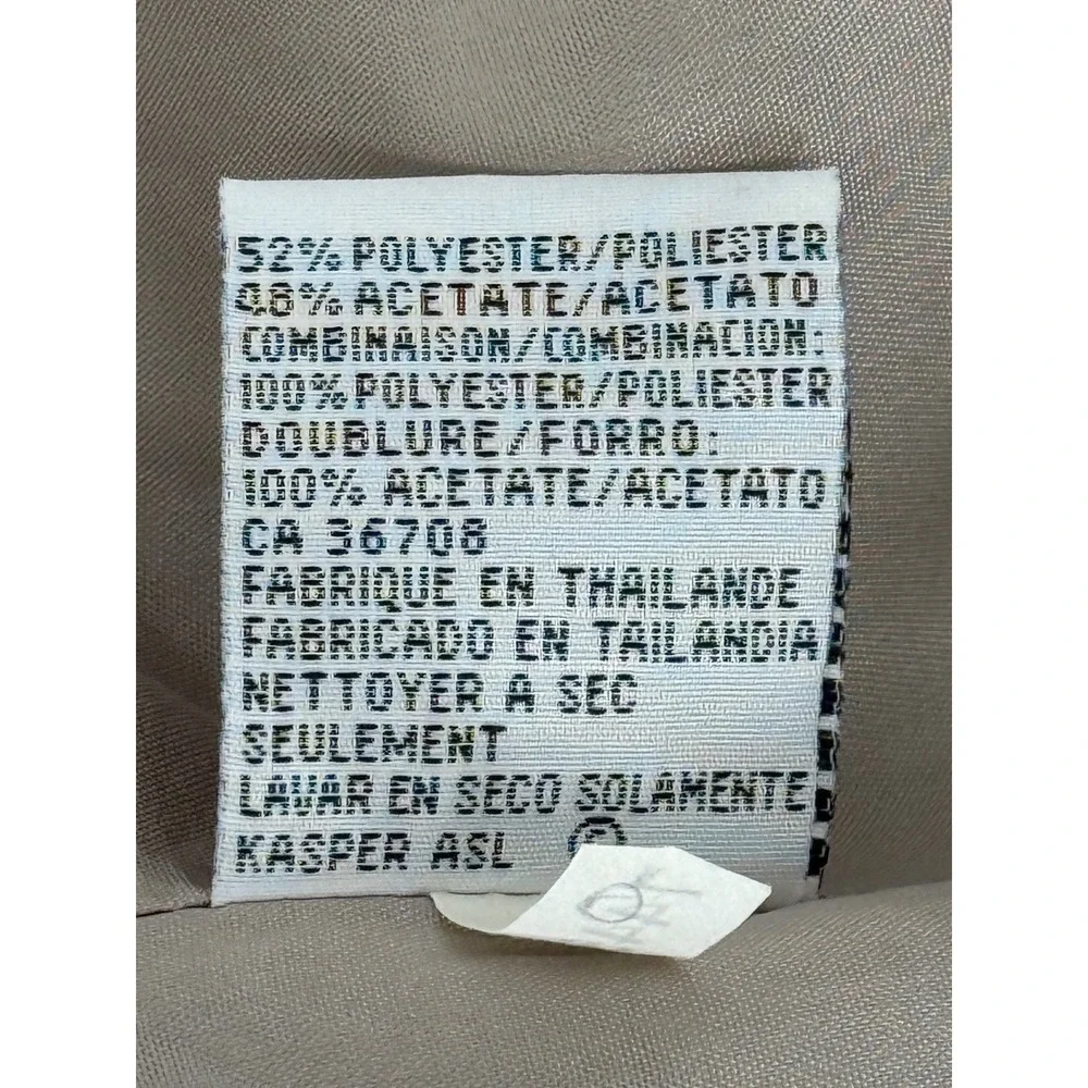 Kasper & Company ASL Taupe Three Button Tailored Blazer Jacket Womens Sz 6
